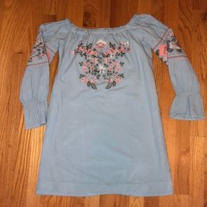 Blue off the shoulder dress
